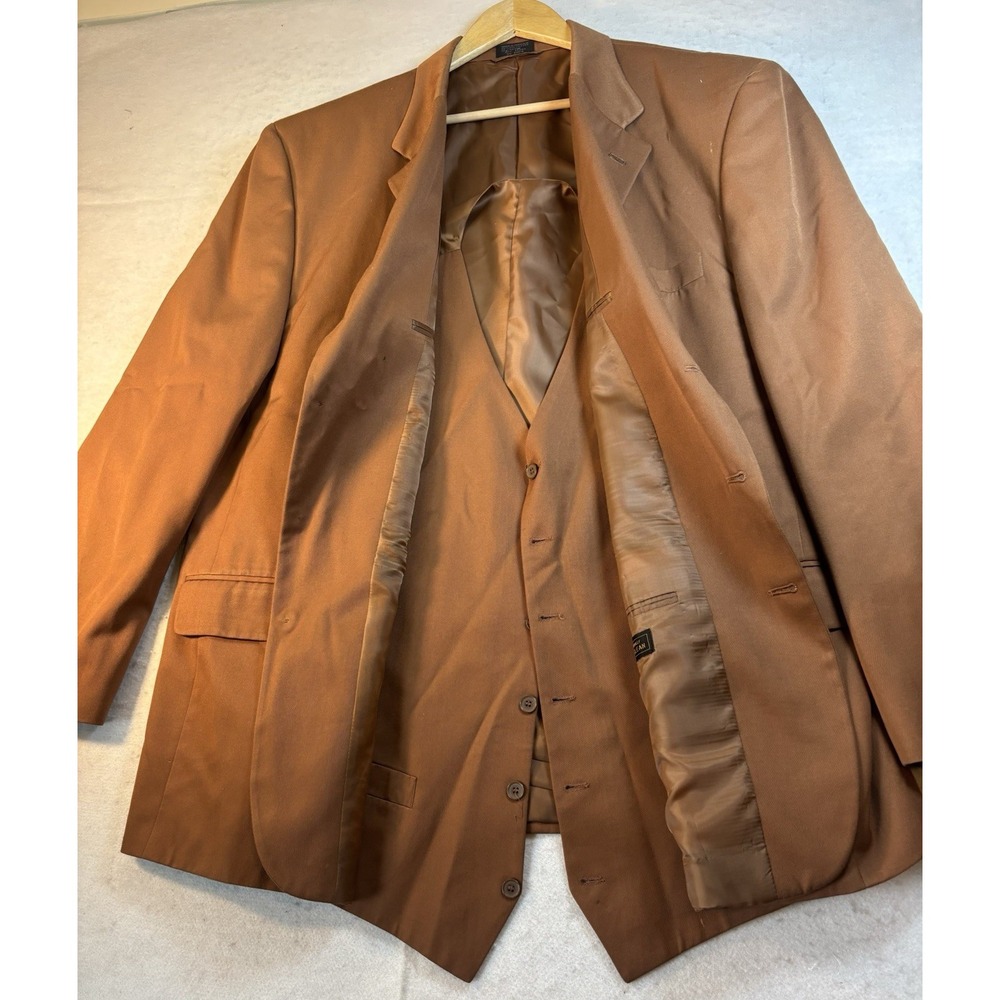 SoHo Collection Suit Jacket & Vest 54R Big & Tall Poly Blend Rust